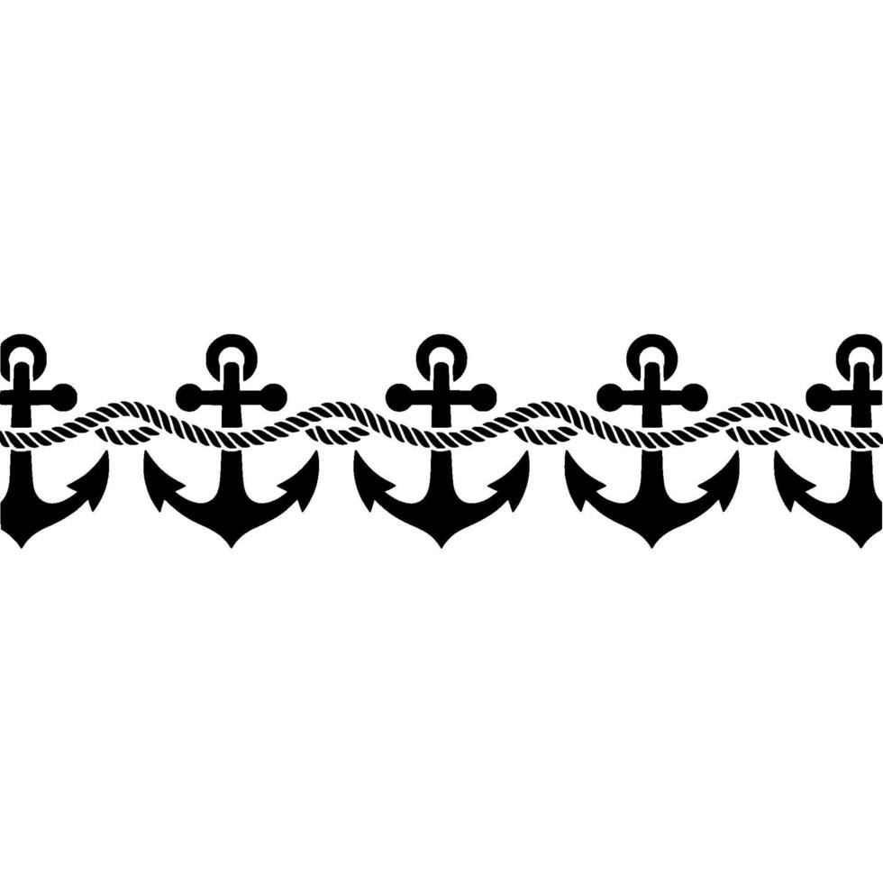 Nautical Border Anchors Rope Decorative Element, Anchor vector
