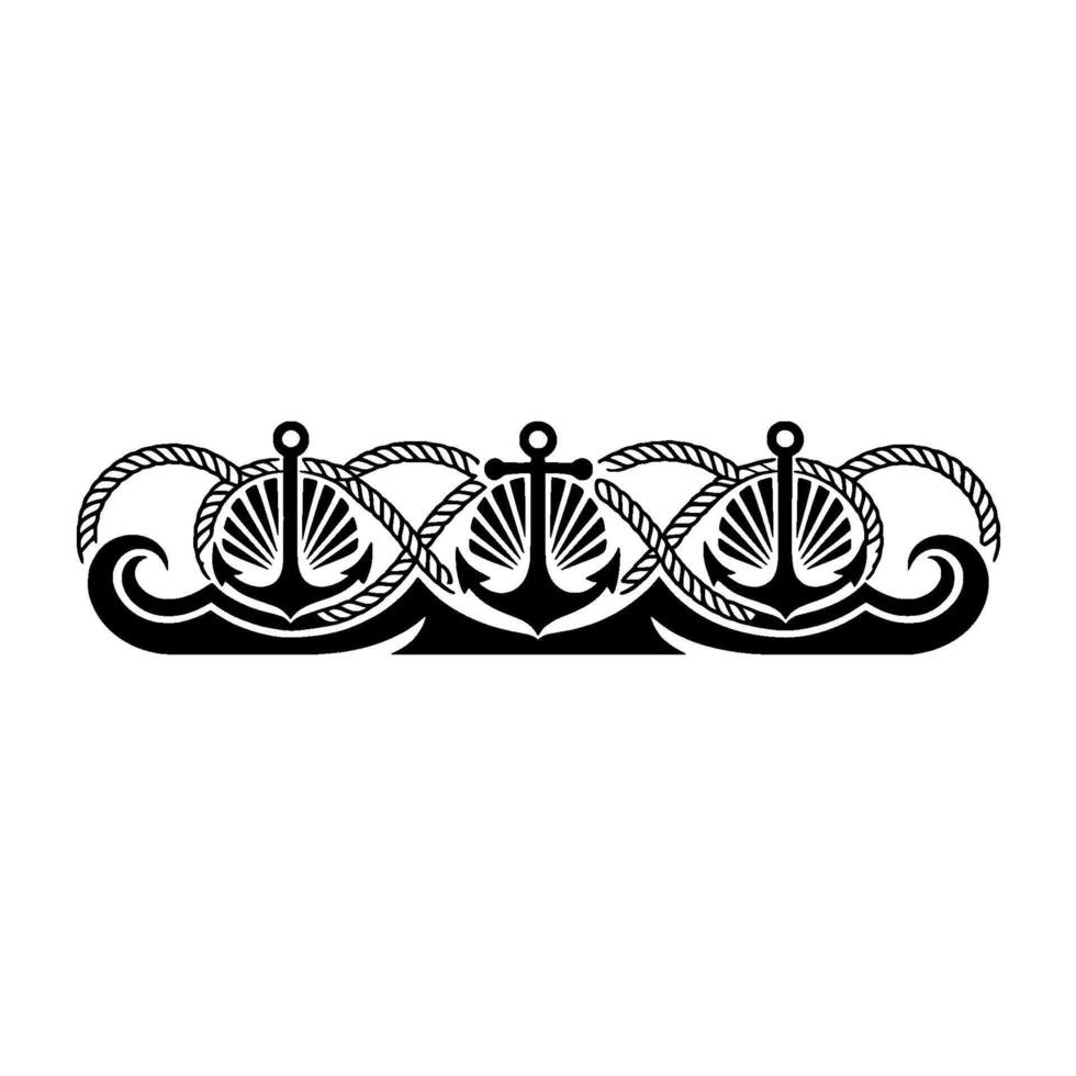 Nautical Emblem Anchors, Waves, and Rope Border vector