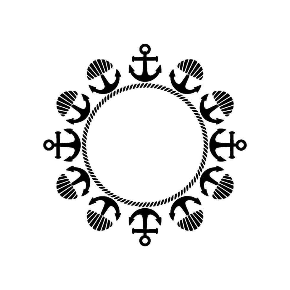Nautical Circle, Anchor Motif, Maritime vector
