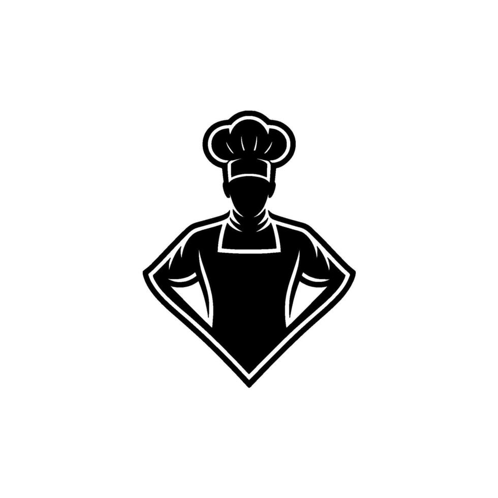 Culinary Vintage Chef Emblem, Bold Silhouette vector
