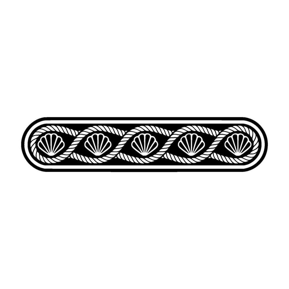 Nautical Shell Border, Vintage Line Art vector