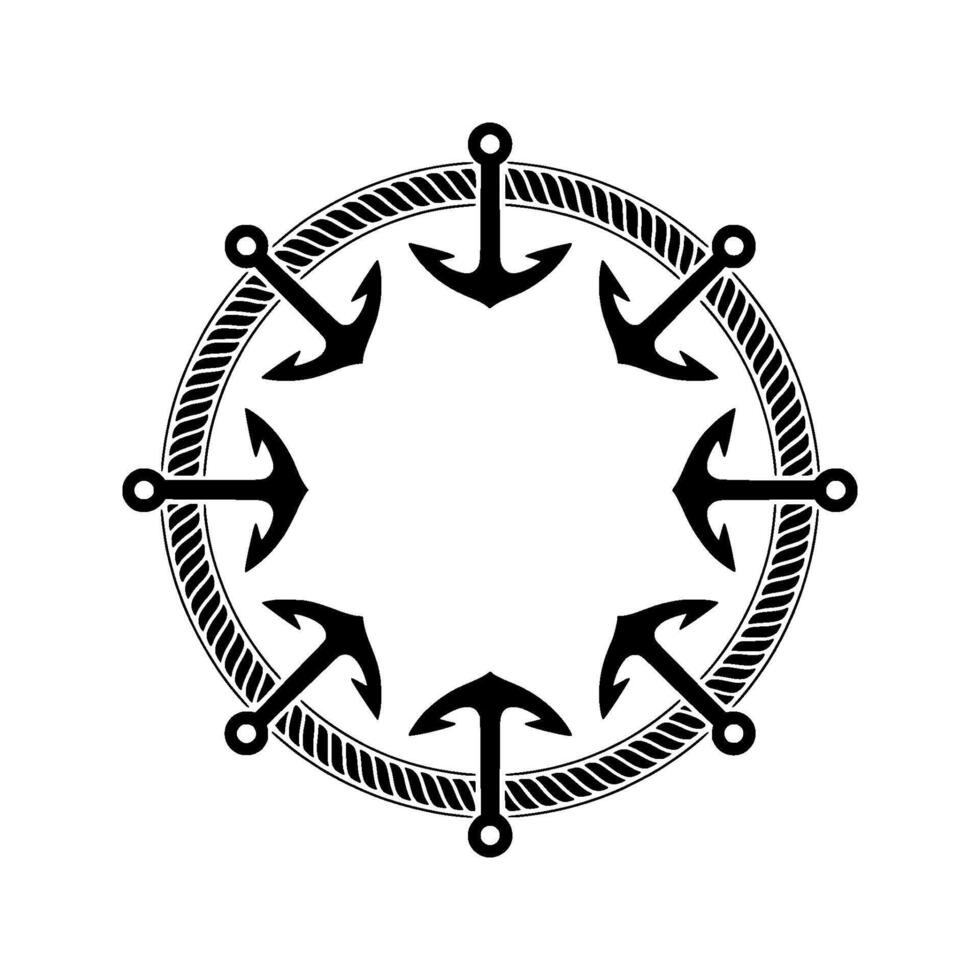 Nautical Anchor Circle, Vintage Maritime - Anchors vector