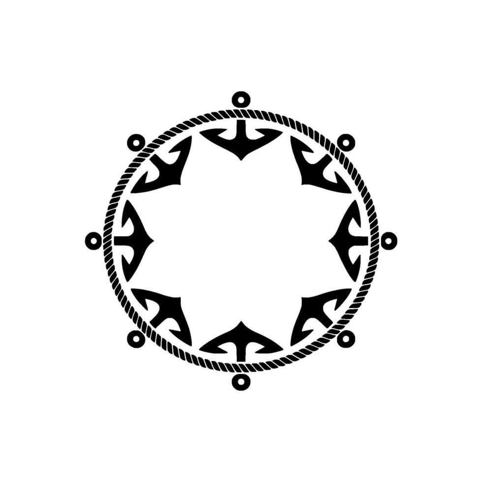 Nautical Emblem Anchor Rope Circular Motif vector