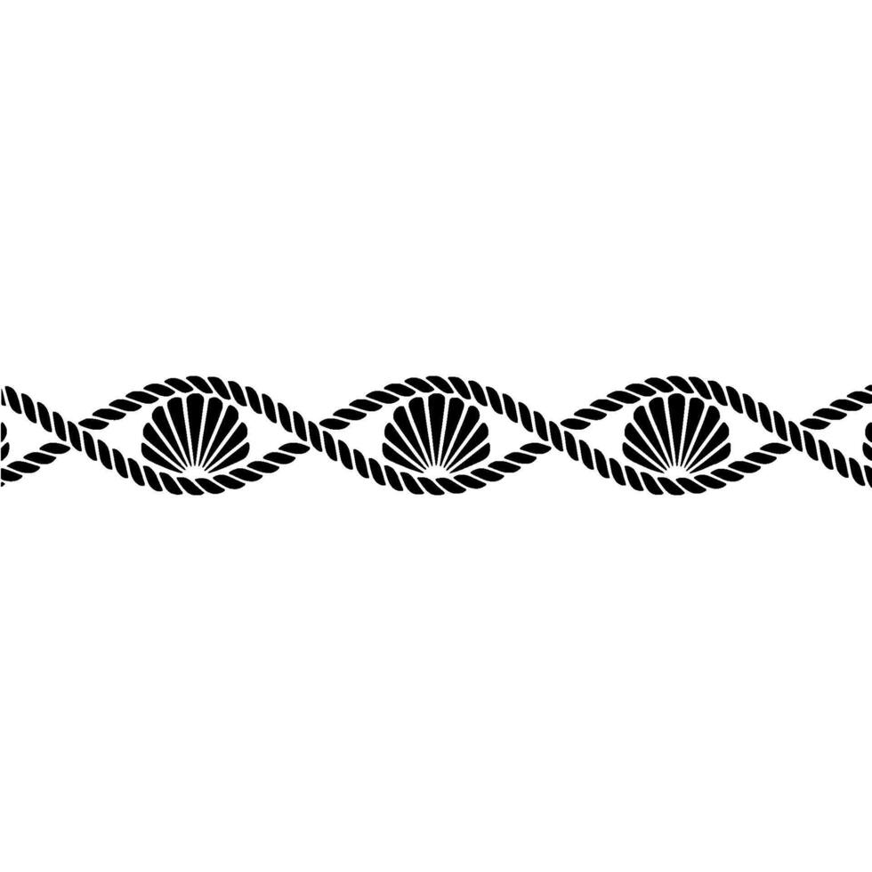 Nautical Shell Border, Minimalist, Rope vector