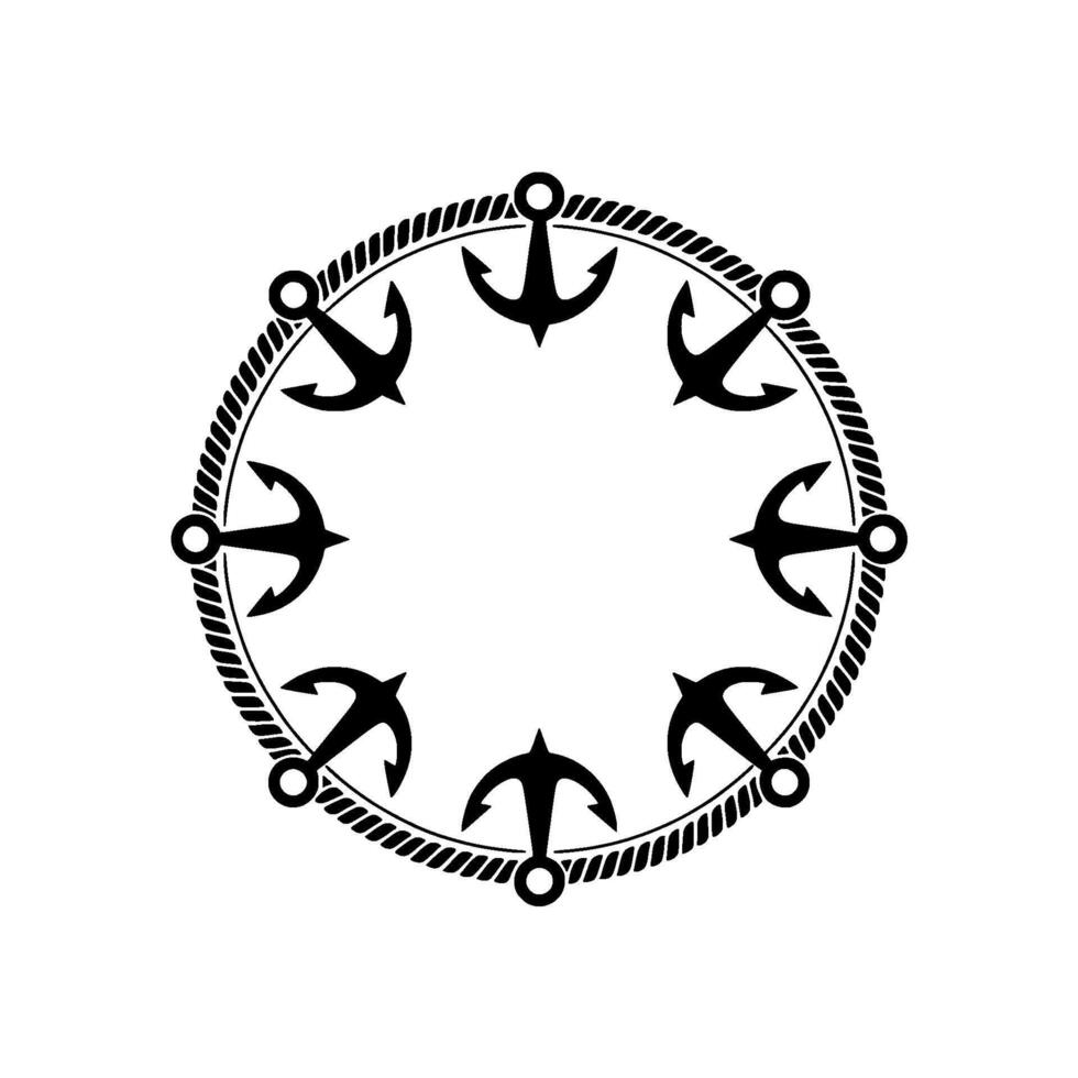 Nautical Anchor Circle, Vintage Maritime Motif - Anchors vector