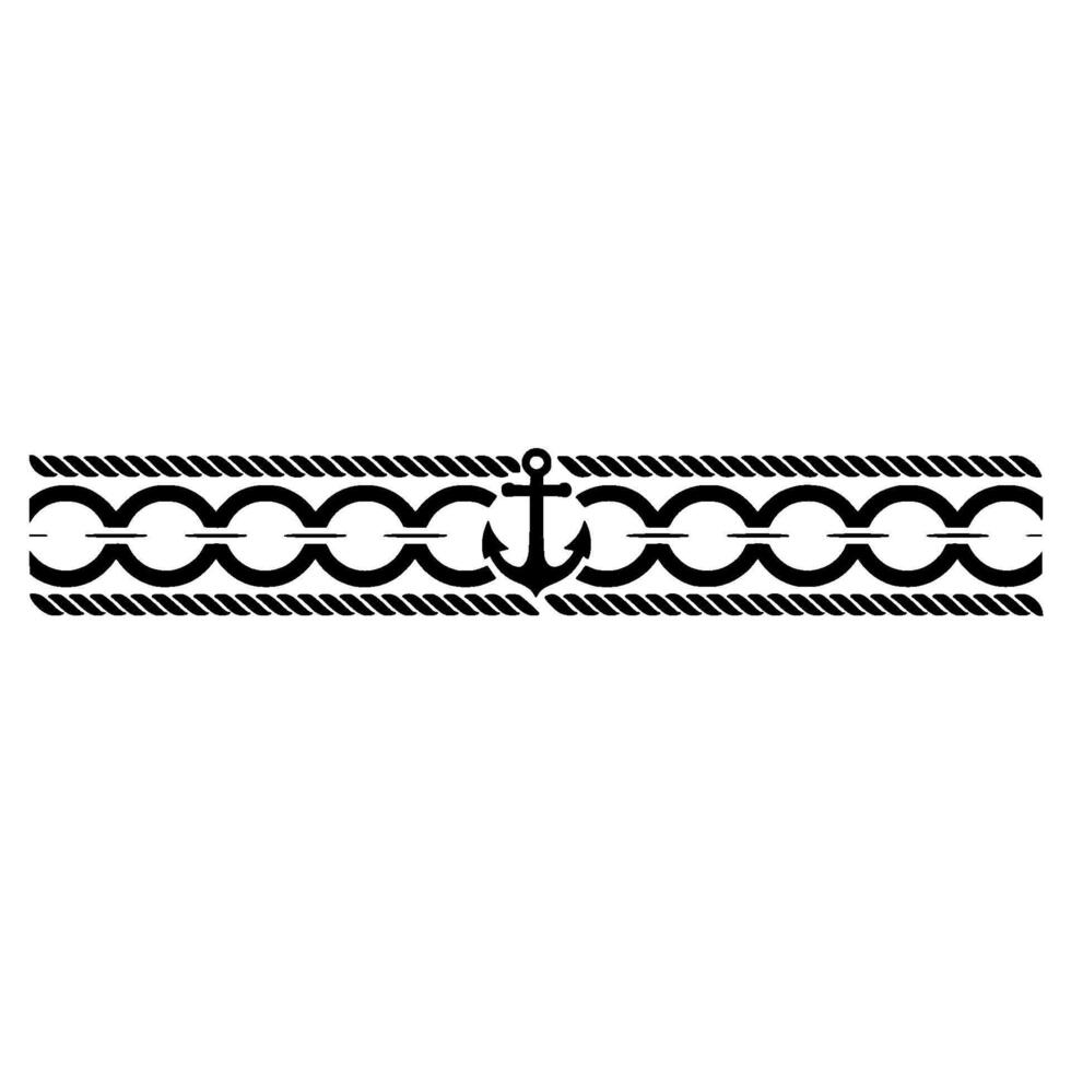 Nautical Border Anchor Rope Decorative Element, Marine vector