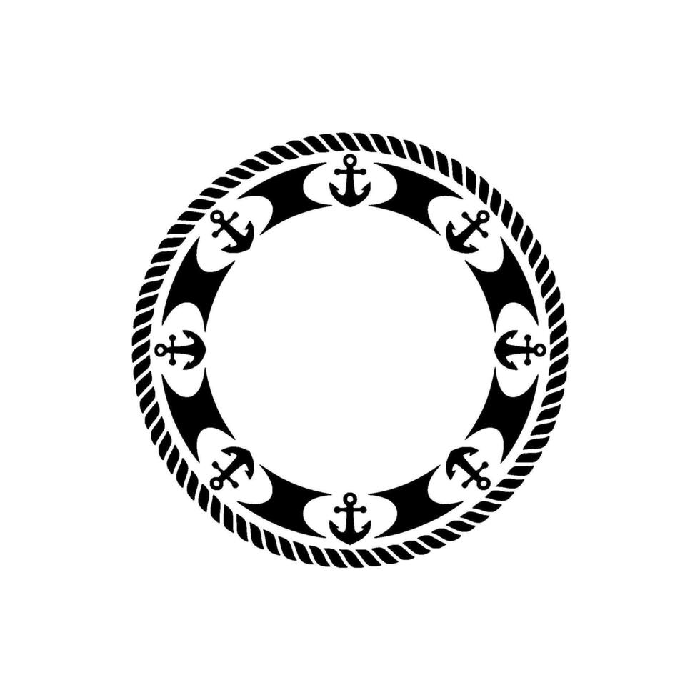 Nautical Anchor Emblem, Circular, Maritime Motif - Marine vector