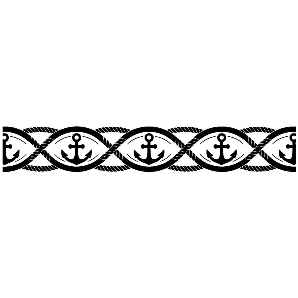 Nautical Border Anchors and Rope Decorative Element vector