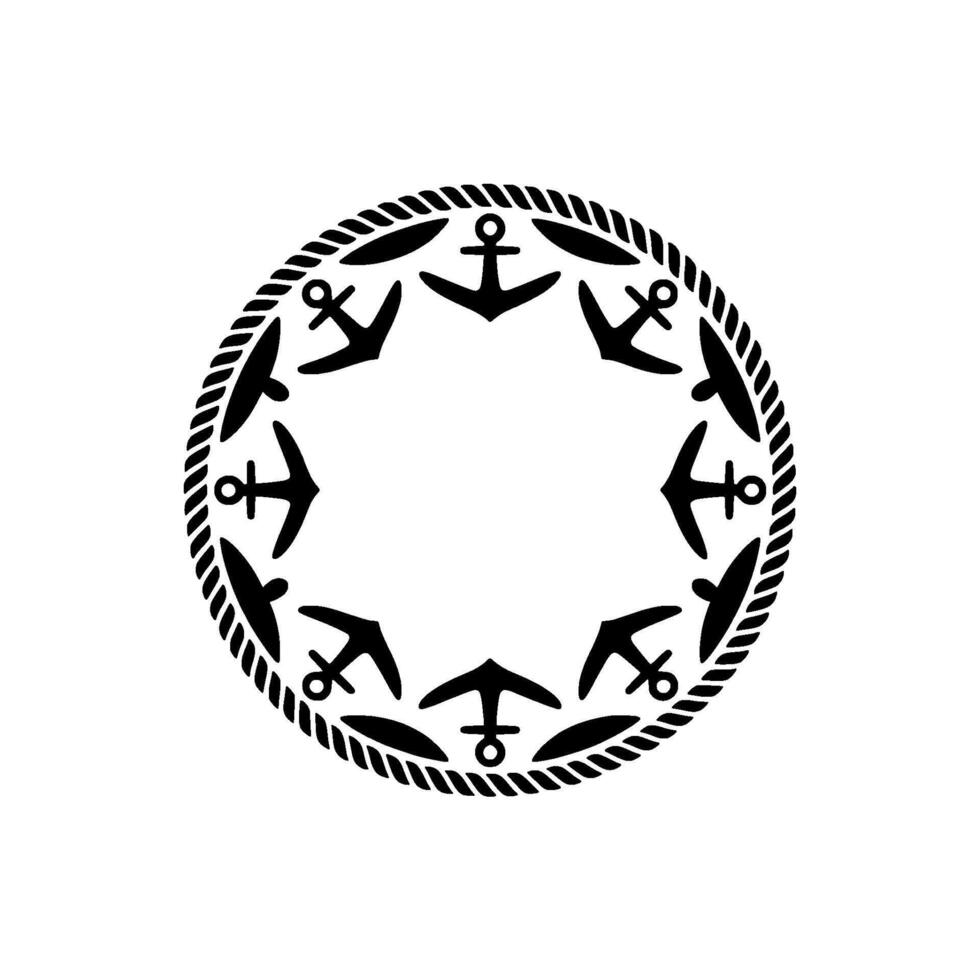 Nautical Anchor Emblem, Circular, Maritime Symbol - Marine vector