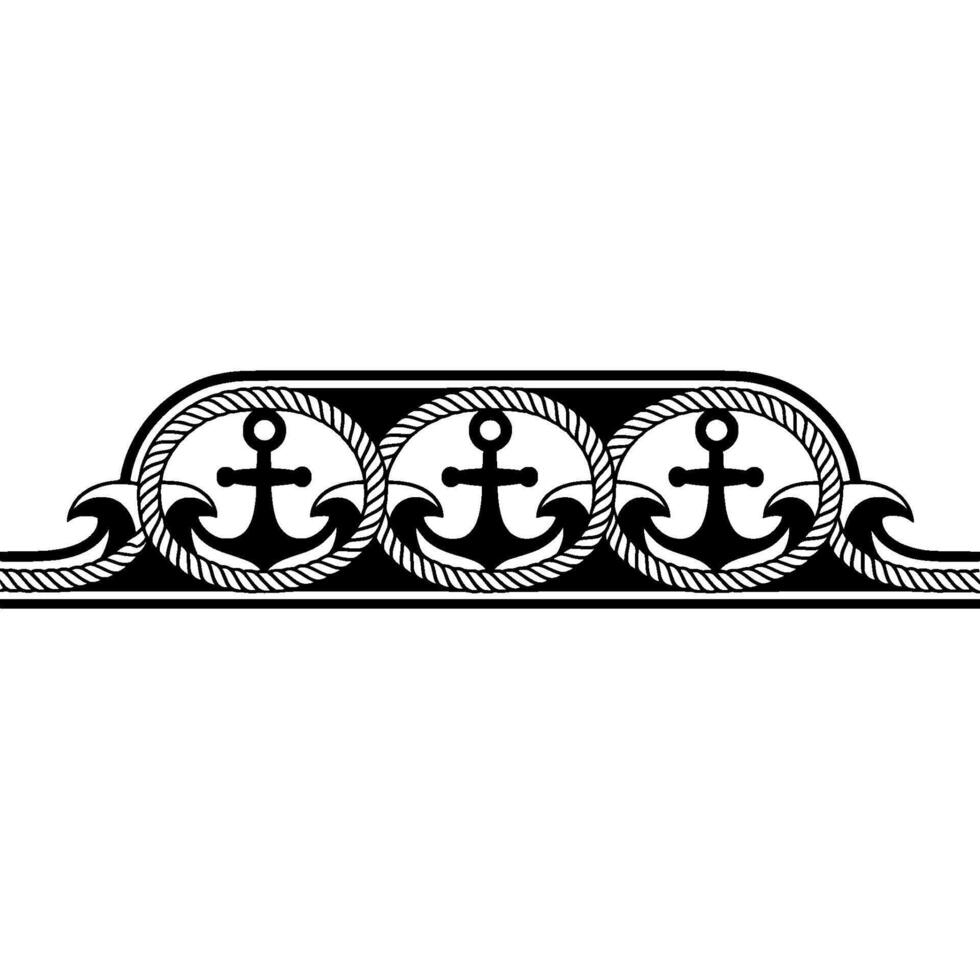 Nautical Border Classic Anchor and Rope vector