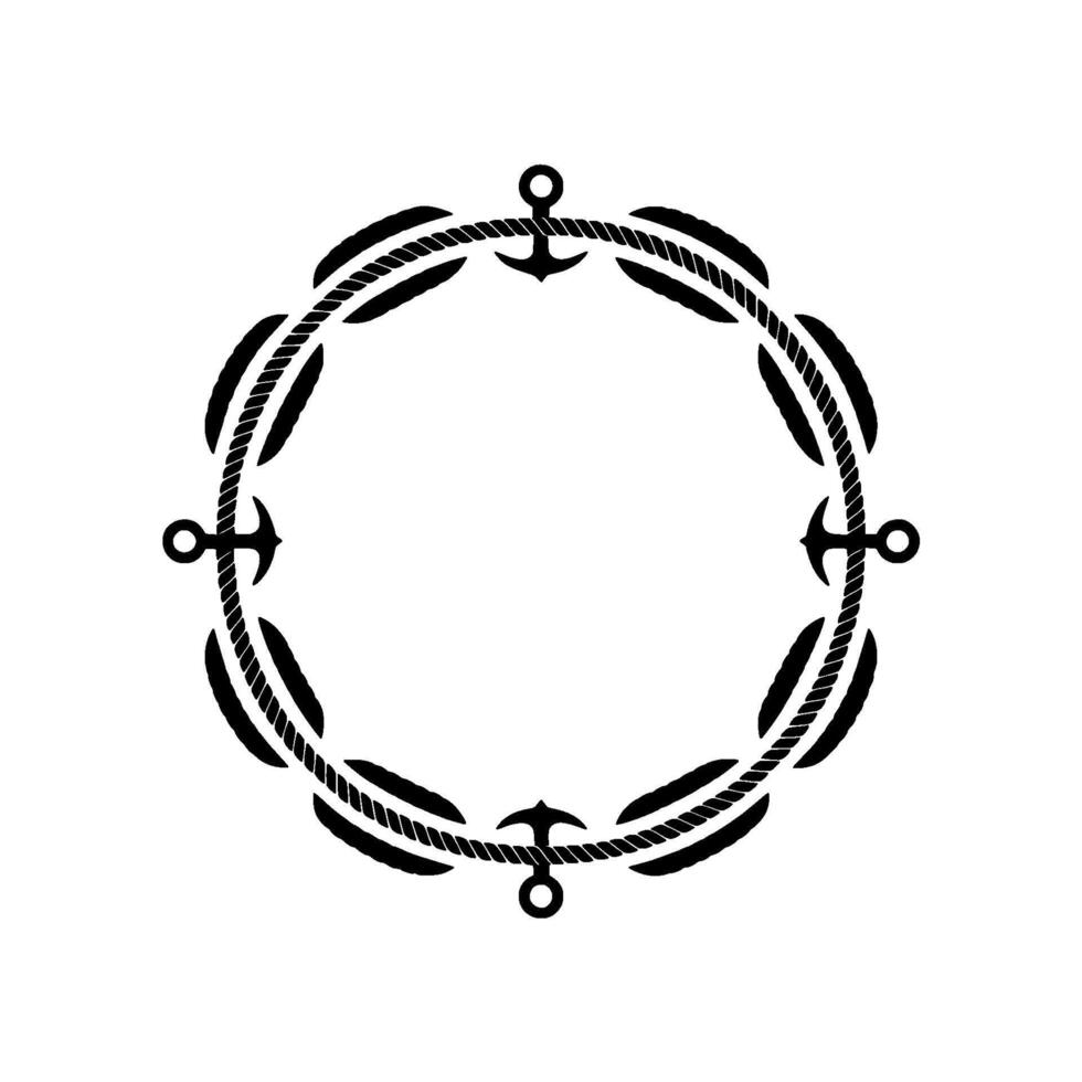 Nautical Rope Frame, Vintage Maritime Border vector