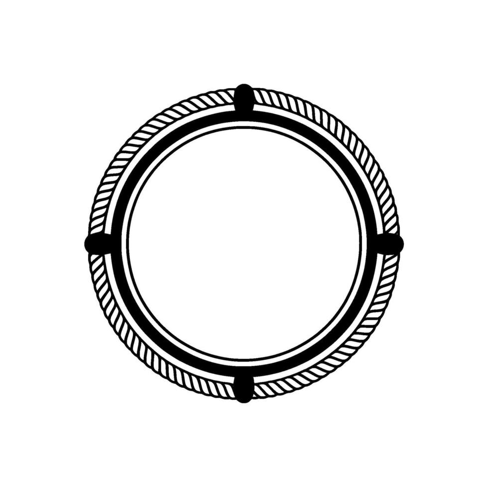 Nautical Circle Emblem, Vintage Style, Minimalist - Rope vector