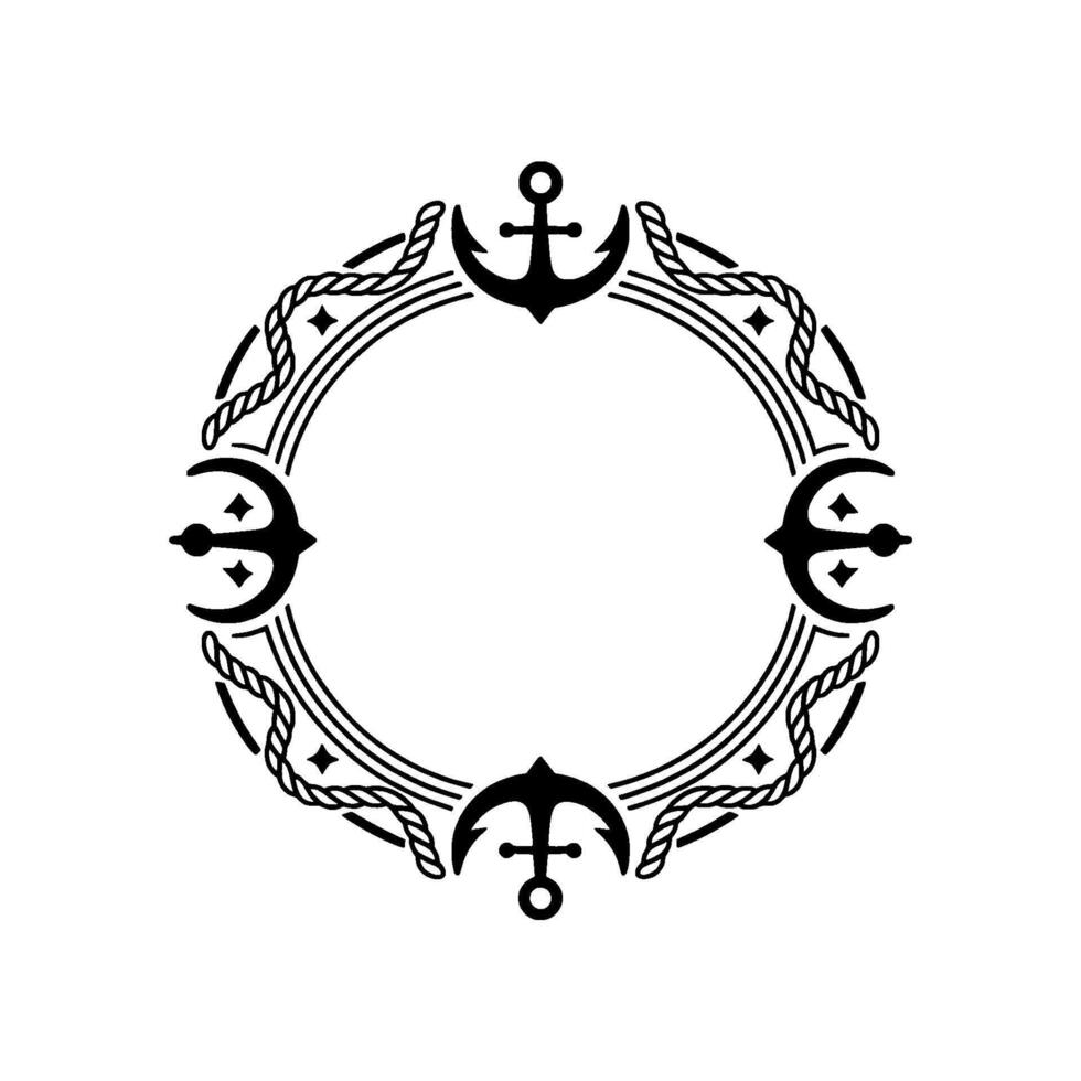 Nautical Anchor Frame, Vintage Maritime - Pattern vector