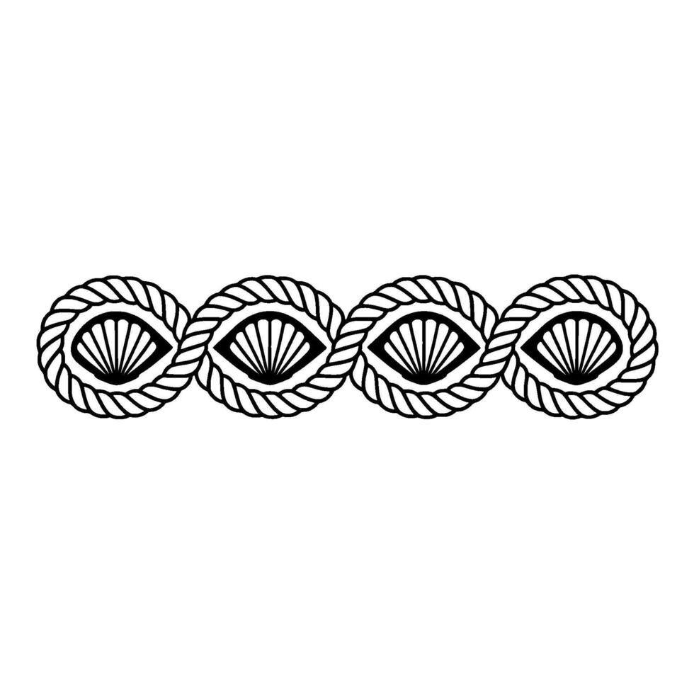 Nautical Shell Border, Vintage Line Art, Coastal vector