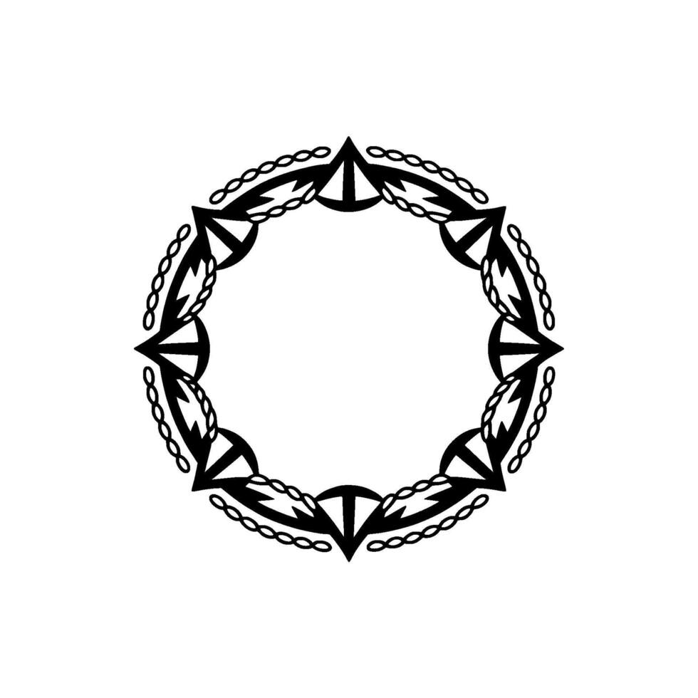 Intricate Tribal Frame, Minimalist, Circular Ornamentation - Ornament vector