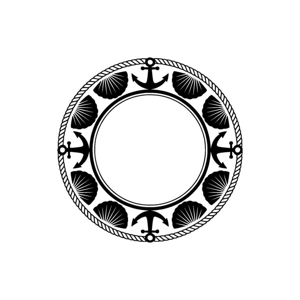 Nautical Circle Emblem, Vintage Maritime, Sea vector