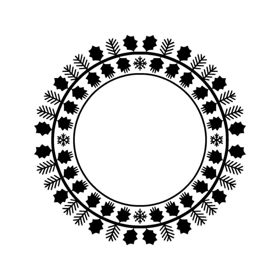 Winter Circle Border, Festive Ornamentation, Minimalist vector