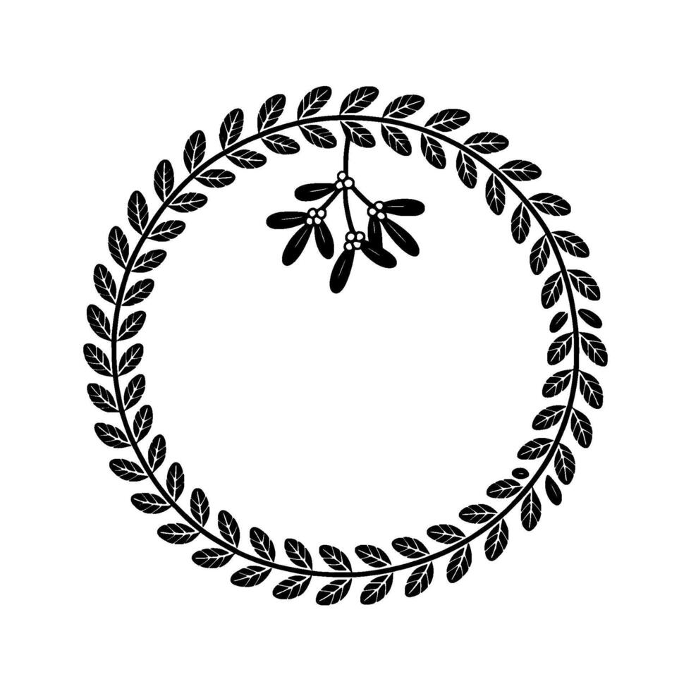 Mistletoe Wreath, Minimalist Botanical vector