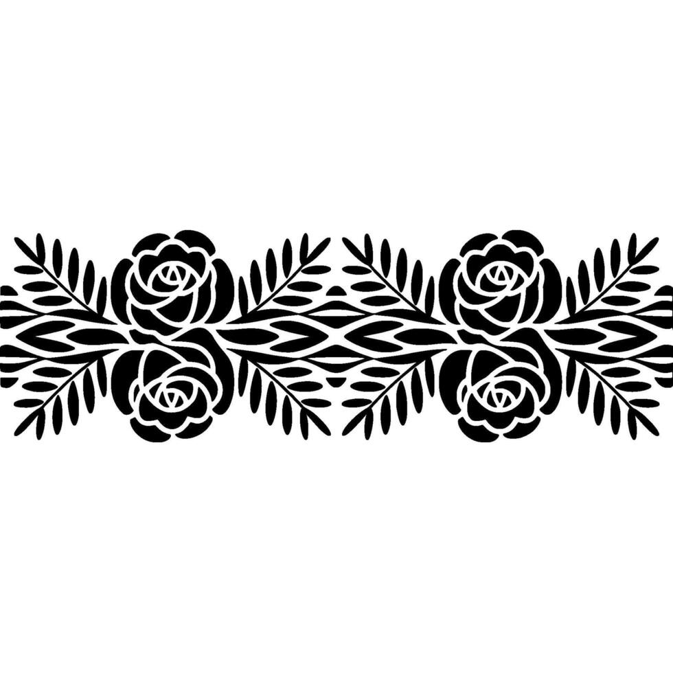 Intricate Floral Border, Black Silhouette, Elegant vector