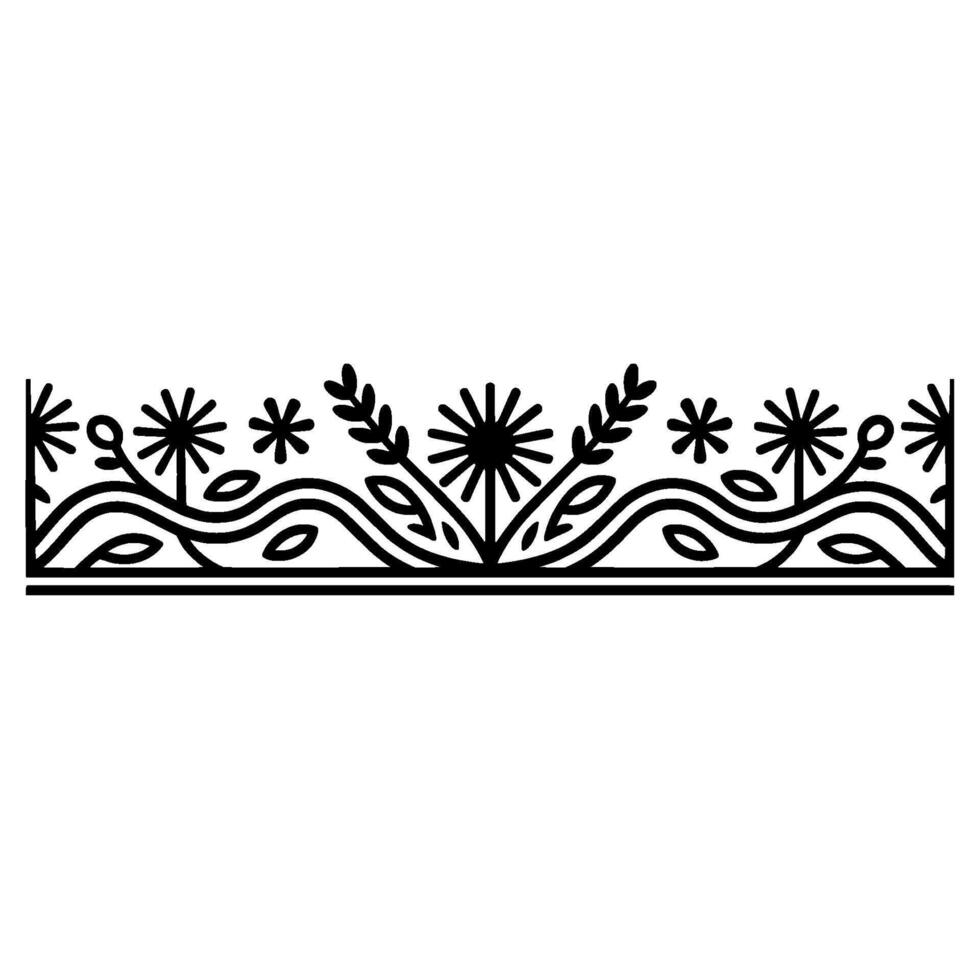 Stylized Floral Border, Minimalist, Lineart vector