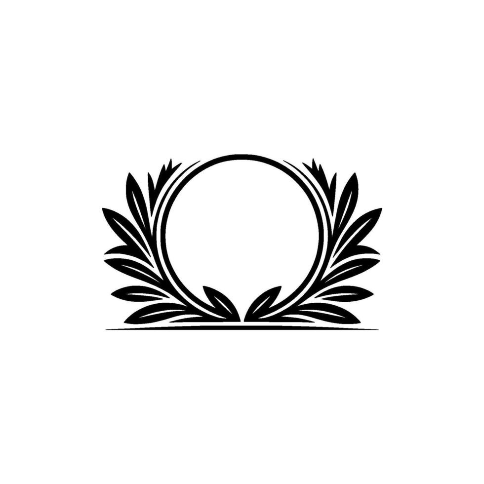 Elegant Laurel Wreath Emblem, Minimalist - Circular vector