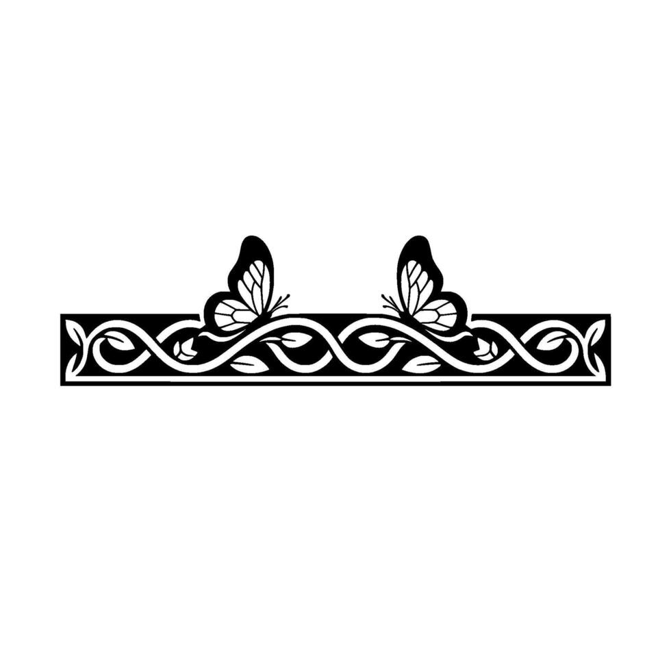 Elegant Butterfly Border, Vintage Botanical - Floral vector
