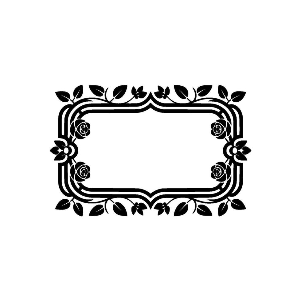 Elegant Floral Frame, Vintage, Decorative Border, - Lineart vector