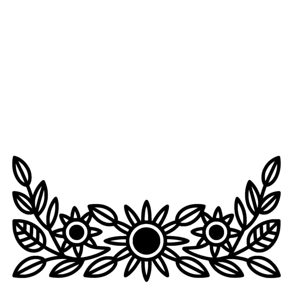 Stylized Floral Border, Minimalist, Illustration - Lineart vector