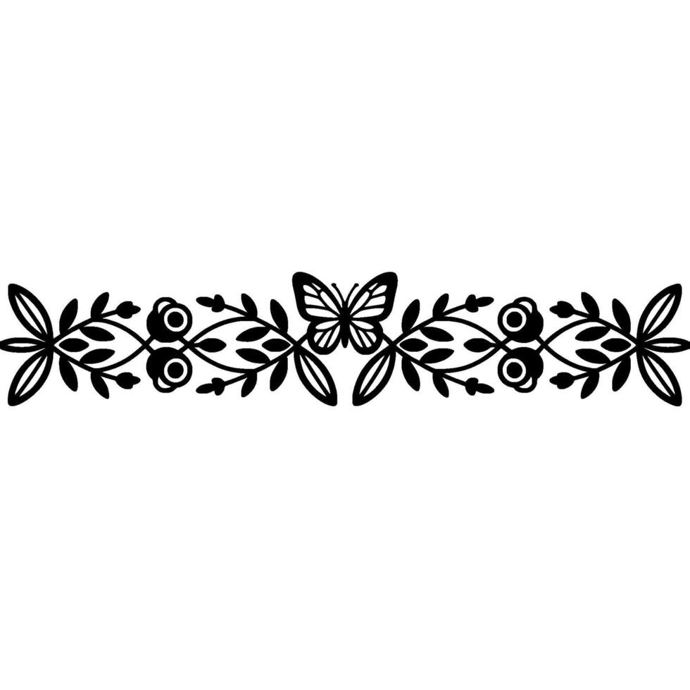 Elegant Botanical Border, Delicate Butterfly Motif vector