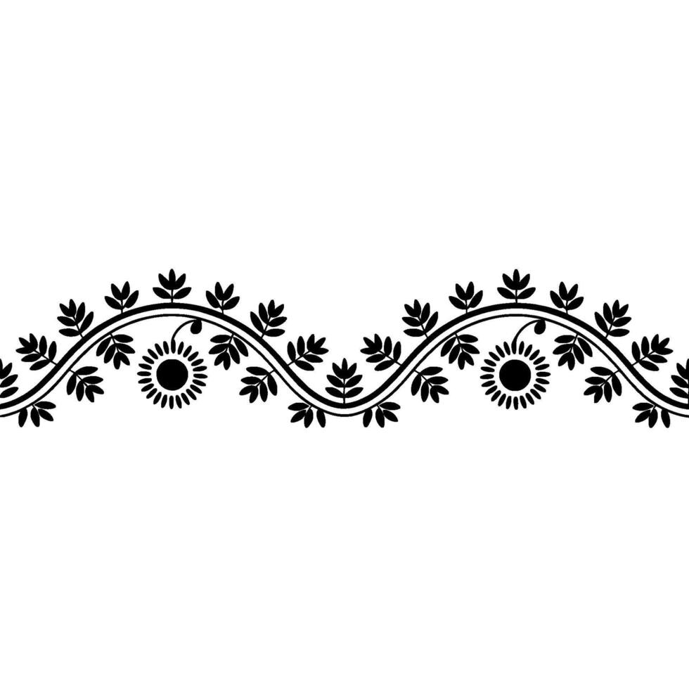 Stylized Vine Border, Black and White Floral vector