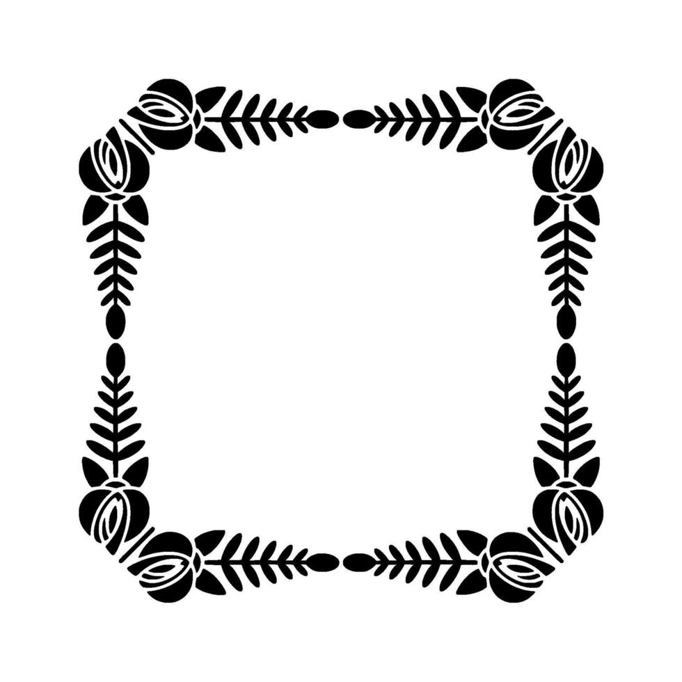 Stylized Floral Frame, Art Nouveau Inspired Border vector