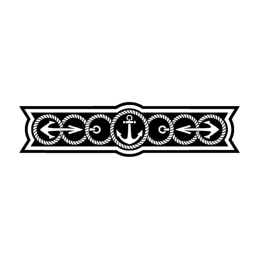Nautical Border Anchor Rope Detail, Vintage Style vector