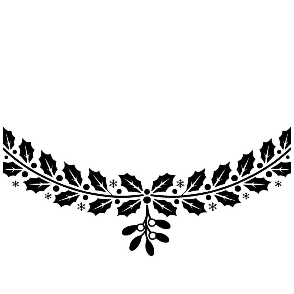 Winter Holly Garland Border, Festive Silhouette vector