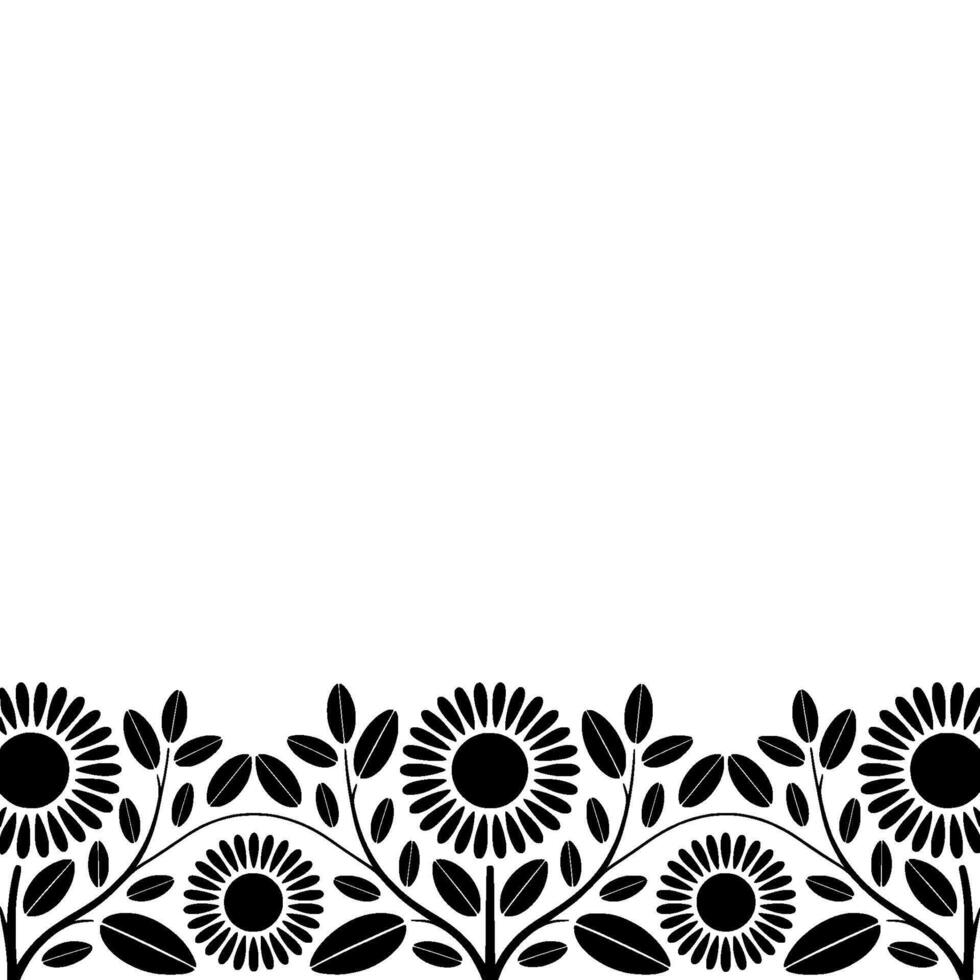 Stylized Sunflower Border, Minimalist, Floral - Silhouette vector