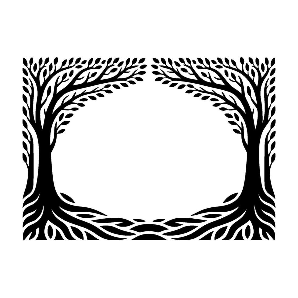 Stylized Tree Frame, Organic Border, Minimalist - Trees vector