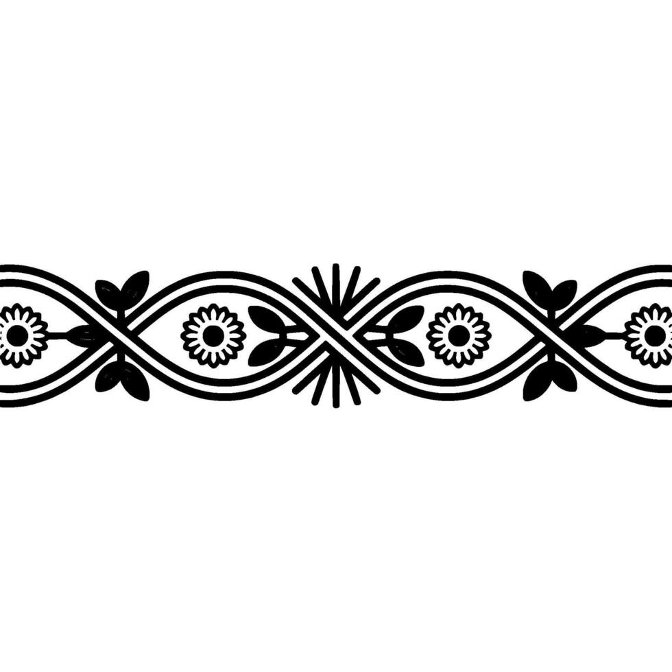 Stylized Floral Border, Vintage, Decorative Element, Lineart - Pattern vector