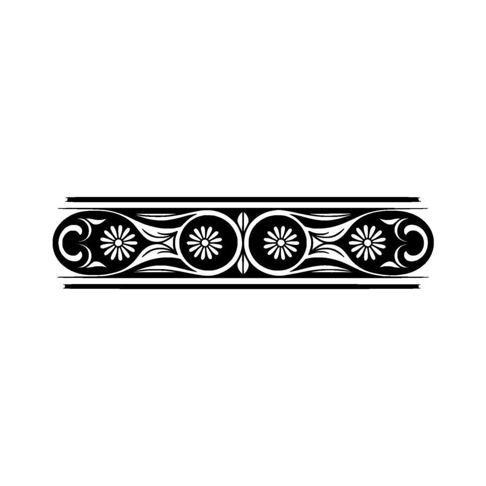 Elegant Black and White Floral Border, Engraving vector