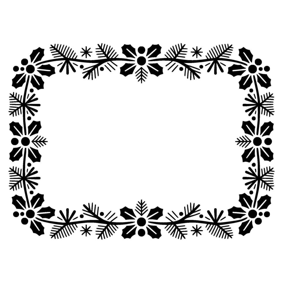 Stylized Winter Holly Frame, Festive Border vector