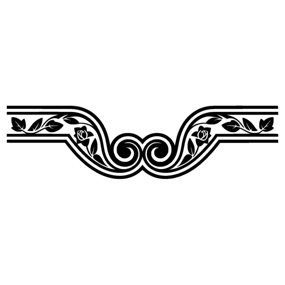 Elegant Floral Border, Vintage Element, - Line art vector