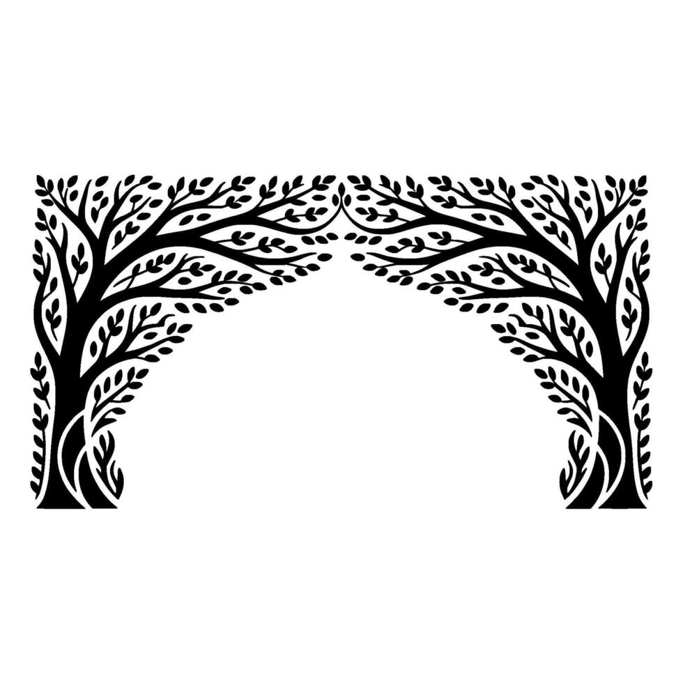 Elegant Archway of Stylized Trees, Black White vector