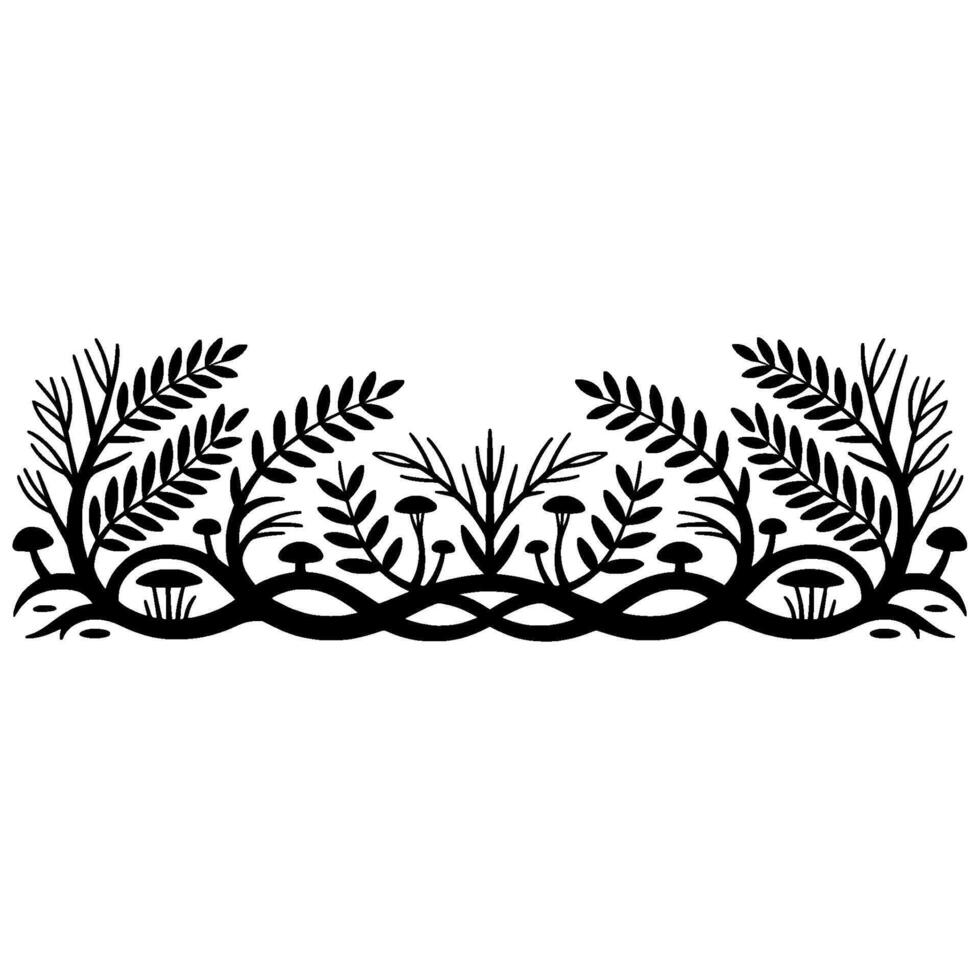 Intricate Botanical Border, Woodland Illustration, Elegant vector