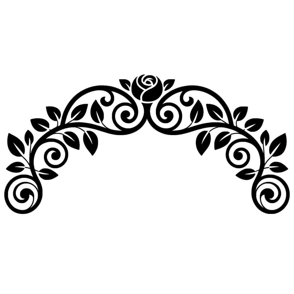 Elegant Black Floral Scroll Border, Vintage, Decorative vector