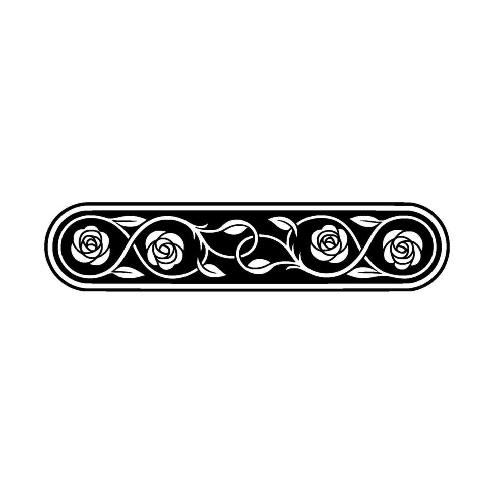 Elegant Floral Border, Vintage, Decorative Element, - Line art vector