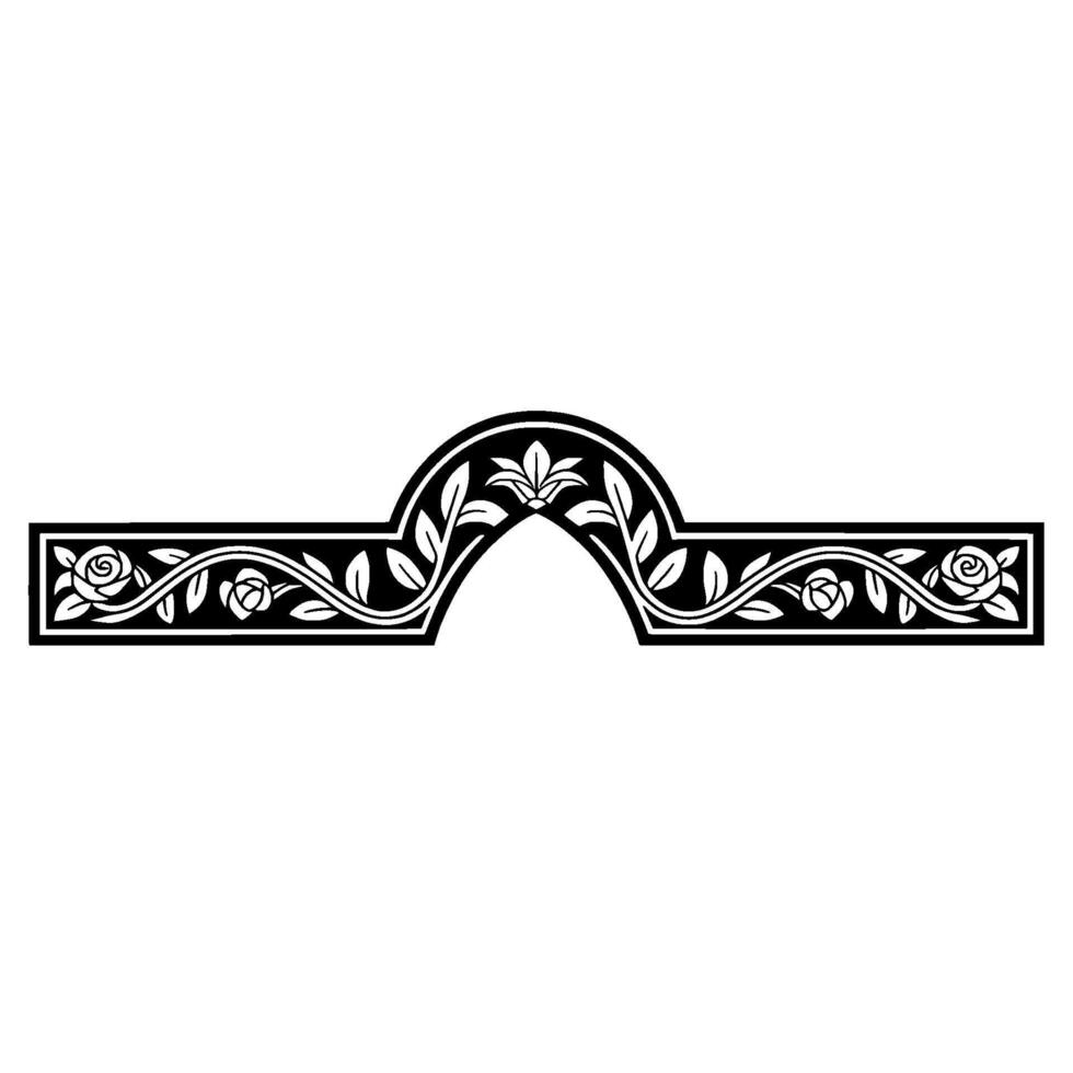 Elegant Black Floral Arch Border vector