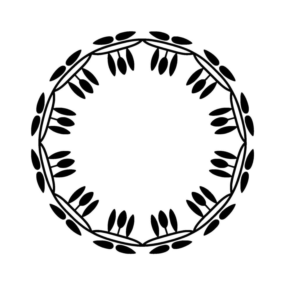 Minimalist Olive Branch Wreath, Circular vector