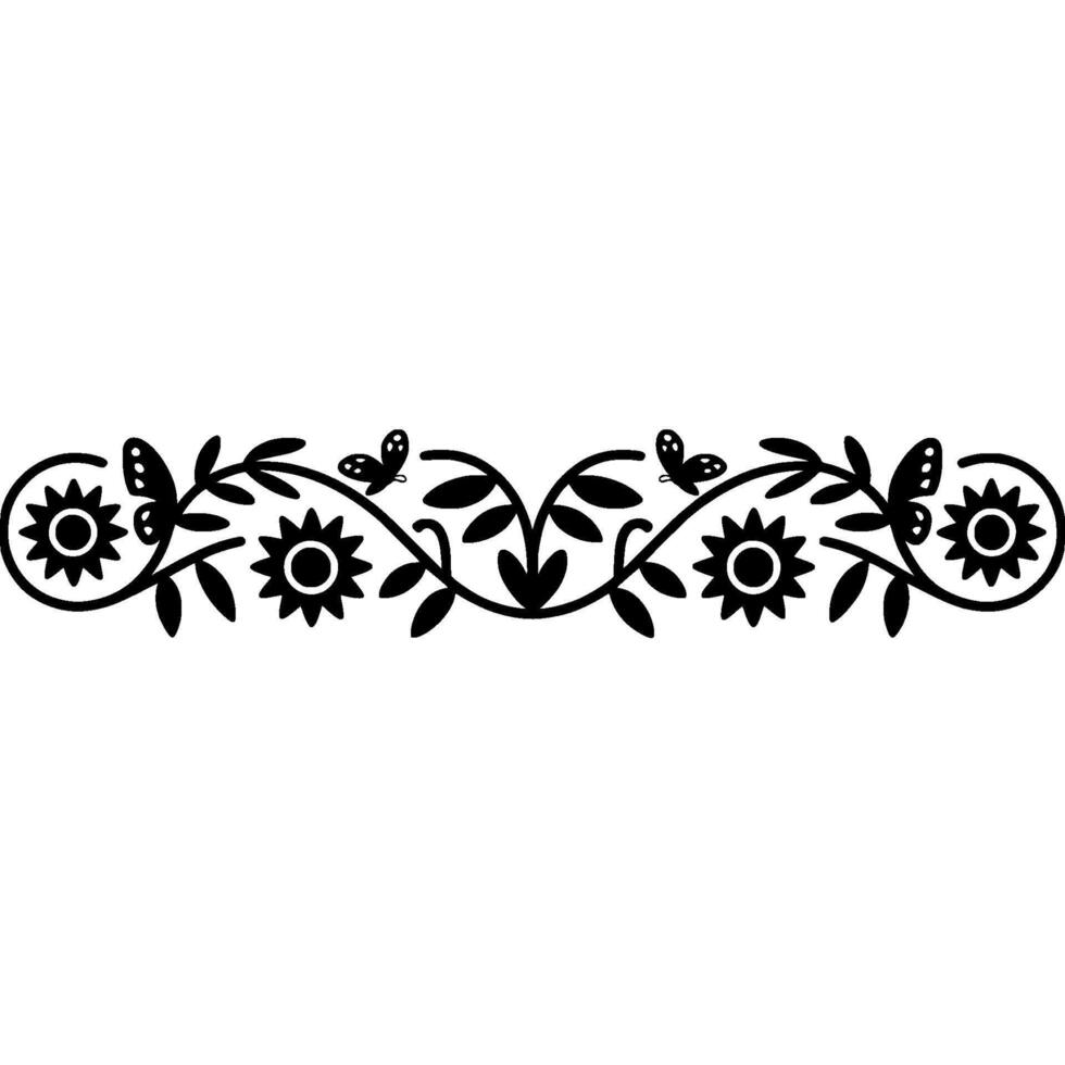 Stylized Sunflower Border, Vintage Floral - Ornament vector