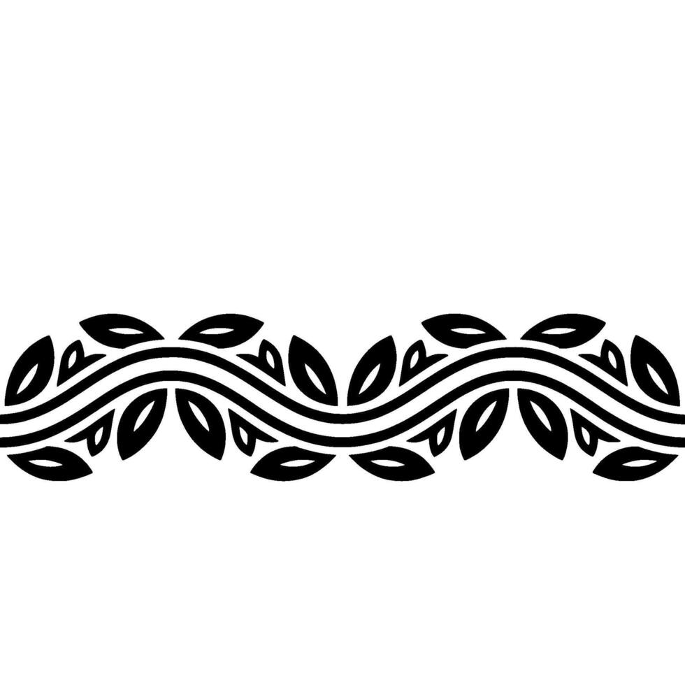 Stylized Leaf Border, Elegant Line Art vector