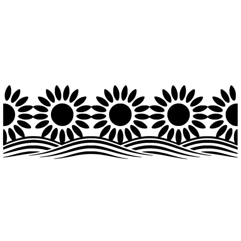 Stylized Sunflower Border, Minimalist Landscape vector