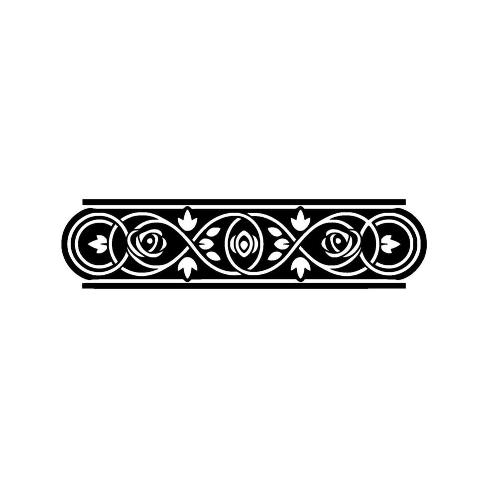 Elegant Black Floral Border, Vintage, - Scroll vector