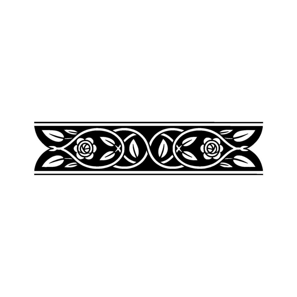 Intricate Floral Border, Vintage, Elegant Ornament - Blackandwhite vector